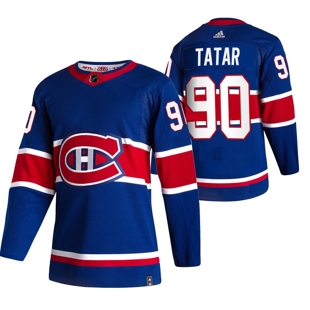 2021 Adidias Montreal Canadiens #90 Tomas Tatar Blue Men  Reverse Retro Alternate NHL Jersey